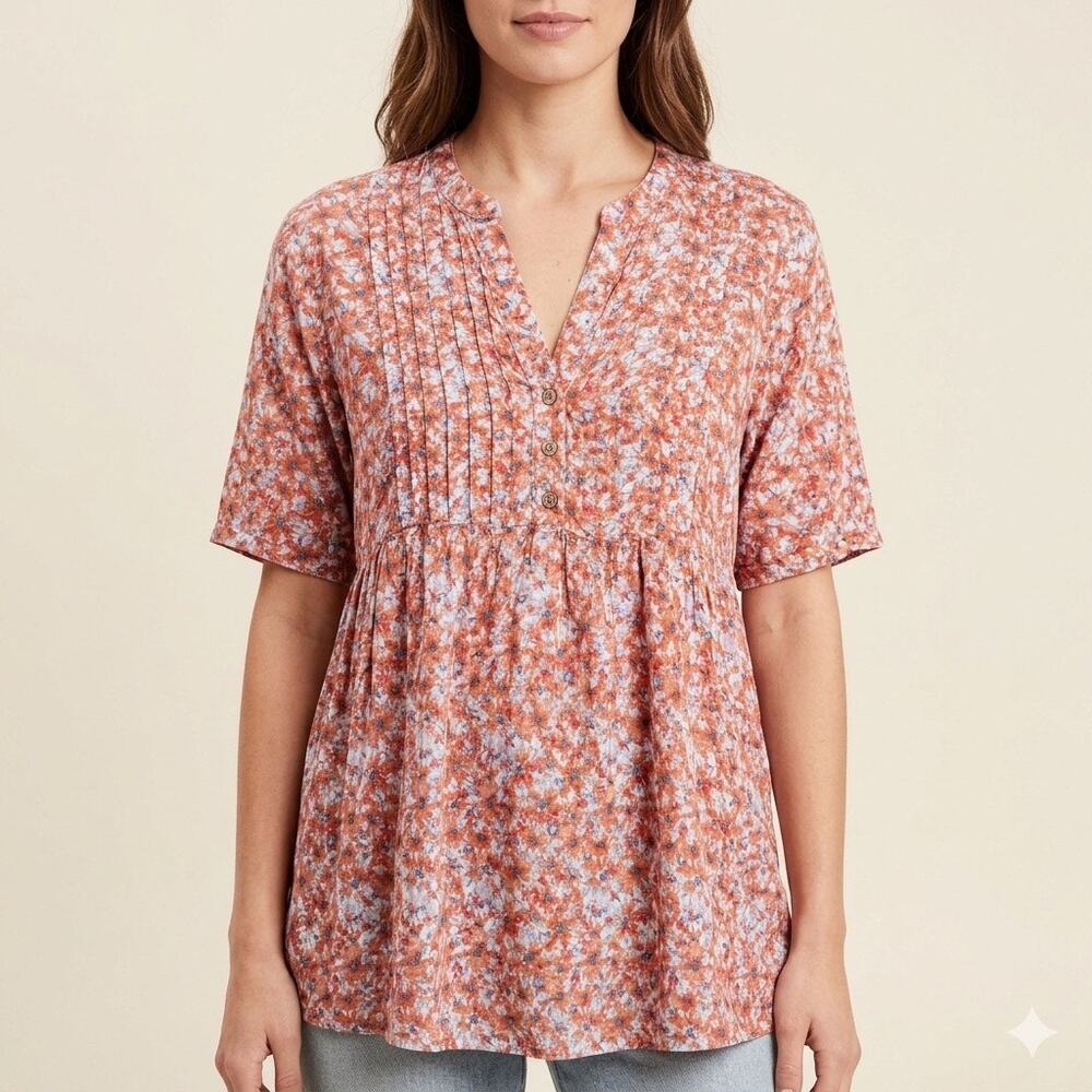 388-Knox Rose Bohemian Blouse size M / PTP 21”